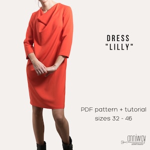 Dress pattern &quot;Lilly&quot;, sz 32-46, PDF Pattern + instruction, women sewing pattern, digital pattern,patterns & how to