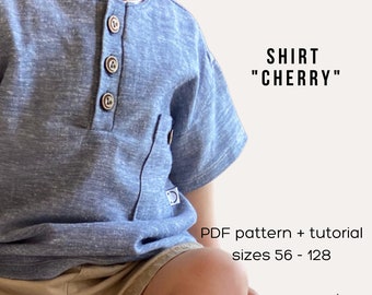 Shirt "Cherry", sz. 56-128, PDF pattern + sewing instructions, eBook, beamer file with layers