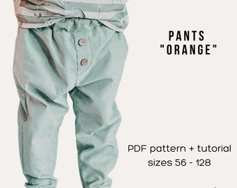 Pants "Orange", sz. 56-128, PDF pattern + sewing instructions, eBook, beamer file with layers