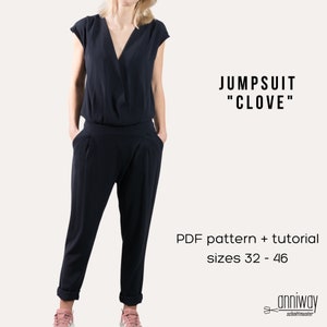 Jumpsuit pattern &quot;Clove&quot;, sz 32-46, PDF Pattern + instruction, women sewing pattern, digital pattern,patterns & how to