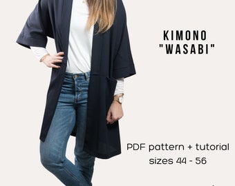 Kimono pattern "Wasabi", sz 44-56, PDF Pattern + instruction, women sewing pattern, digital pattern,patterns & how to