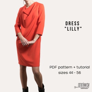 Dress pattern &quot;Lilly&quot;, sz 44-56, PDF Pattern + instruction, women sewing pattern, digital pattern,patterns & how to