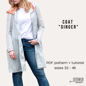 Mantel &quot;Ginger&quot;, Gr. 32-46, PDF Schnittmuster + Naehanleitung, eBook