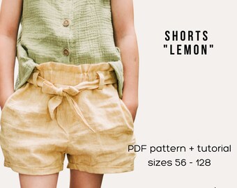 Shorts "Lemon", sz. 56-128, PDF pattern + sewing instructions, eBook, beamer file with layers