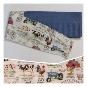 Kitchen Boa Scarf: Barnyard Print Wearable Dishtowel