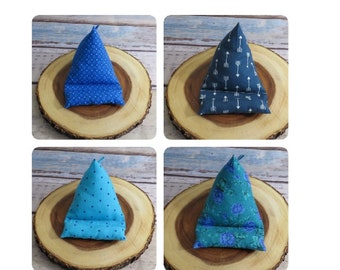 Fabric Cell Phone Pillow Stand: Blues Phone Wedge with Charger Loop