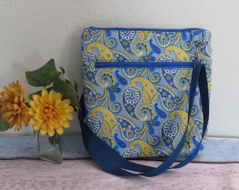 Handmade Cotton Crossbody Bag: Paisley Print Shoulder Purse