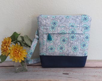 Bolso bandolera con estampado floral: bolso de hombro de algodón hecho a mano