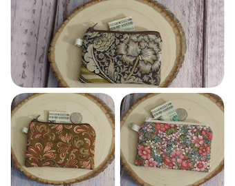 Handmade Floral Coin Purse: Cotton Mini Wallet with Keyring