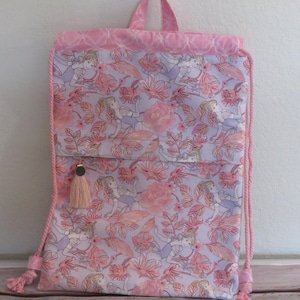 Handmade Cinderella Drawstring Backpack: Zipper Pocket, Cotton Fabric