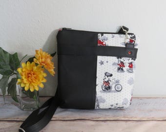 Disney Crossbody Bag Mickey & Minnie Mouse Romance Print Cross Body Shoulder Bag Purse, Adjustable Strap - Handmade Disney Fan Gift for Her
