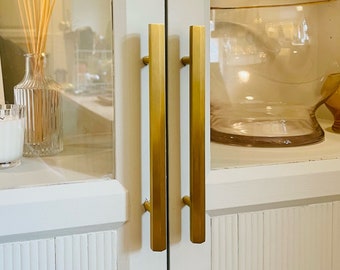 Solid Brass Hexagonal Bar Cabinet Handles: Minimalist Door Drawer Pulls