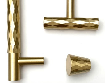 Solid Brass Geometric Handles | Slim Minimalist Brass Cupboard Handles | Drawer Pull | Door Handles | Gold Drawer Hardware | Brass Bar Pulls