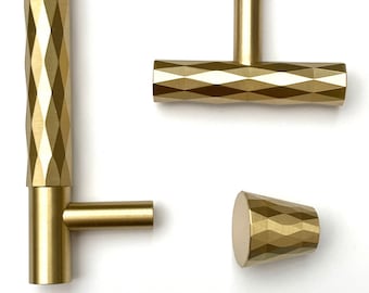 Geometrische Griffe aus massivem Messing | Schlanke, minimalistische Schrankgriffe aus Messing | Schubladengriff | Türgriffe | Gold Schubladenbeschläge | Stangengriffe aus Messing