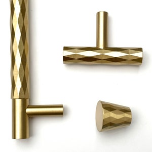 Solid Brass Geometric Handles | Slim Minimalist Brass Cupboard Handles | Drawer Pull | Door Handles | Gold Drawer Hardware | Brass Bar Pulls