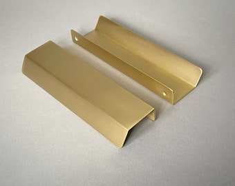Solid Brass Geometric Lip Pull: Kitchen Cabinet Drawer Handle