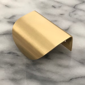 Large Solid Brass Cabinet Curved Lip Pull | Kitchen Cabinet handles| Replacement Drawer Handle| Brass kitchen | Copper Drawer Pulls image 4