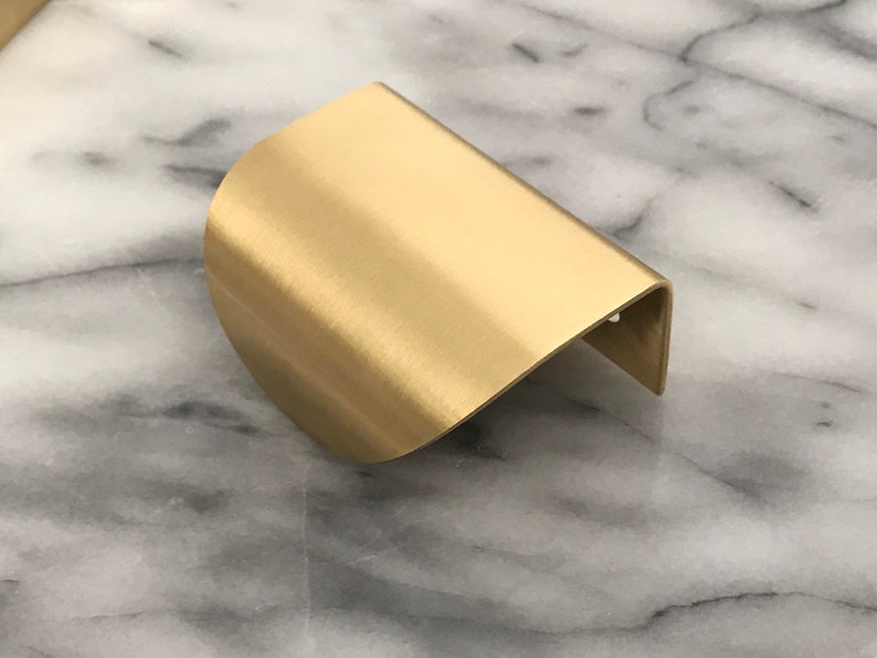 Large Solid Brass Cabinet Curved Lip Pull | Kitchen Cabinet handles| Replacement Drawer Handle| Brass kitchen | Copper Drawer Pulls image 4