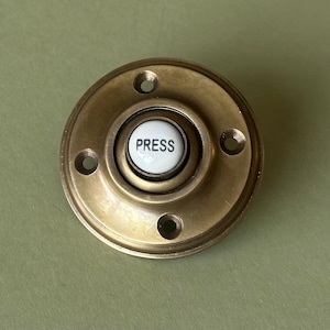 Solid Brass Wired Doorbell | Door Bell Press | Edwardian Victorian Style Door Hardware | Vintage Farmhouse Rustic Metal Fixing