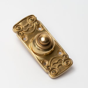 Solid Brass Wired Doorbell | Steampunk Door Bell | Edwardian Victorian Style Door Hardware | Vintage Farmhouse Rustic Metal Fixing