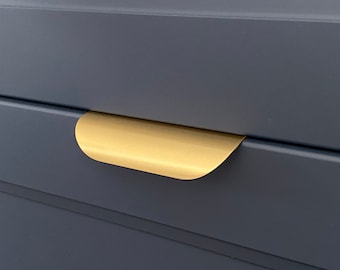 Large Solid Brass Cabinet Curved Lip Pull | Kitchen Cabinet handles| Replacement Drawer Handle| Brass kitchen | Copper Drawer Pulls
