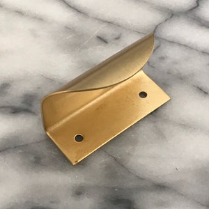 Large Solid Brass Cabinet Curved Lip Pull | Kitchen Cabinet handles| Replacement Drawer Handle| Brass kitchen | Copper Drawer Pulls image 3