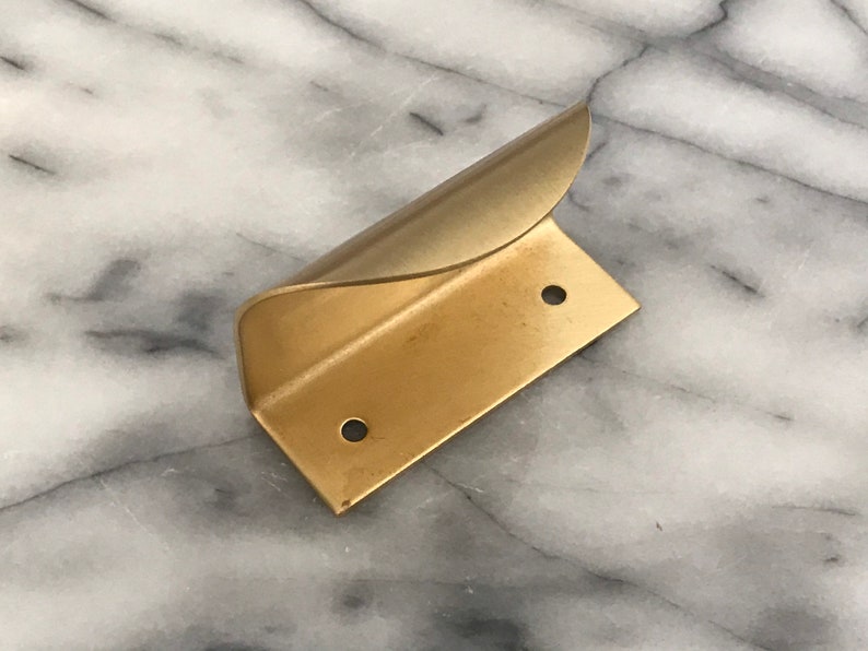 Large Solid Brass Cabinet Curved Lip Pull | Kitchen Cabinet handles| Replacement Drawer Handle| Brass kitchen | Copper Drawer Pulls image 3