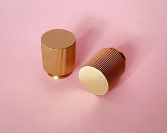 Solid Brass Grooved Barrel Knob | Cabinet Hardware