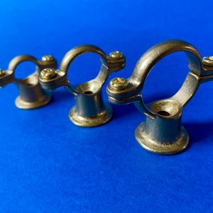 Solid brass pipe mount fixing bracket | Cafe curtain rail | industrial | copper 1/2&quot; 15mm 3/4&quot; 22mm | Outdoor shower bracket | Bronze
