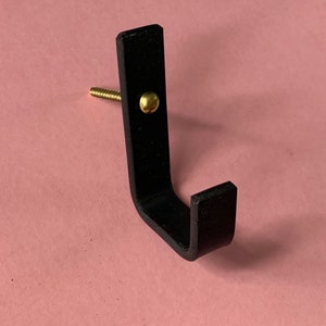 Hand Forged Iron Hook: Industrial Coat Hook with Brass Screw