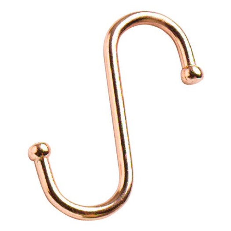 May include: A single, copper-colored S-shaped hook with rounded ends.