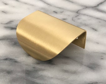 Large Solid Brass Cabinet Curved Lip Pull | Kitchen Cabinet handles| Replacement Drawer Handle| Brass kitchen | Copper Drawer Pulls