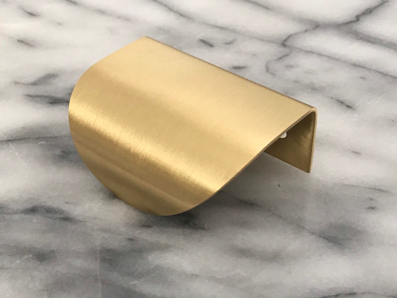 Large Solid Brass Cabinet Curved Lip Pull | Kitchen Cabinet handles| Replacement Drawer Handle| Brass kitchen | Copper Drawer Pulls image 1