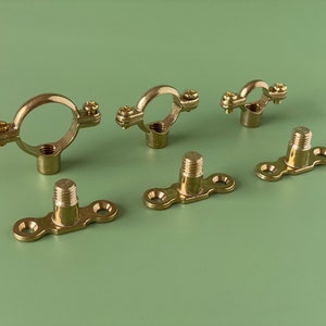 Solid brass pipe mount fixing bracket outdoor shower curtain rod bracket kitchen pan hanging industrial munsen copper 1/2 15mm 3/4 22mm image 2