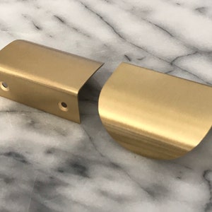 Large Solid Brass Cabinet Curved Lip Pull | Kitchen Cabinet handles| Replacement Drawer Handle| Brass kitchen | Copper Drawer Pulls image 5