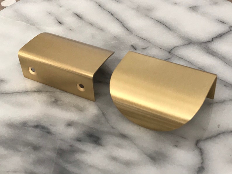 Large Solid Brass Cabinet Curved Lip Pull | Kitchen Cabinet handles| Replacement Drawer Handle| Brass kitchen | Copper Drawer Pulls image 5