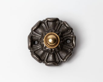 Cast Iron Poppy Wired Doorbell | Steampunk Door Bell | Edwardian Victorian Style Door Hardware | Vintage Farmhouse Rustic Metal Barndominium