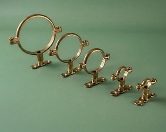 Solid brass pipe mount fixing bracket | steam punk | industrial | copper 1/2" 15mm 3/4" 22mm