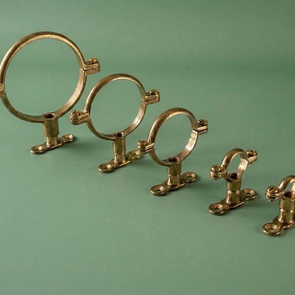 Massief messing bevestigingsbeugel voor buismontage | steampunk | industrieel | koper 1/2" 15 mm 3/4" 22 mm