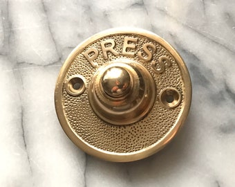 Solid Brass Wired Doorbell | Steampunk Door Bell | Edwardian Victorian Style Door Hardware | Vintage Farmhouse Rustic Metal Fixing