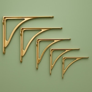 Brass Shelf Brackets | Heavy Duty Solid Cast Brass | Kitchen Book Toilet Wall Old Antique Victorian English Shaker Style | Multiple Sizes