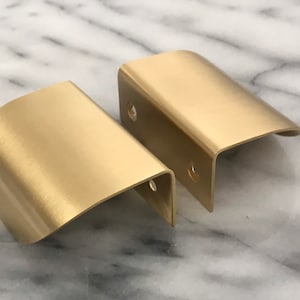 Large Solid Brass Cabinet Curved Lip Pull | Kitchen Cabinet handles| Replacement Drawer Handle| Brass kitchen | Copper Drawer Pulls image 2