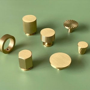 Beautiful Gold Knobs | Cabinet Pulls | Solid Brass Knob | Cabinet Knob | Drawer Knob | Brass Handle | Scandi Mid century modern