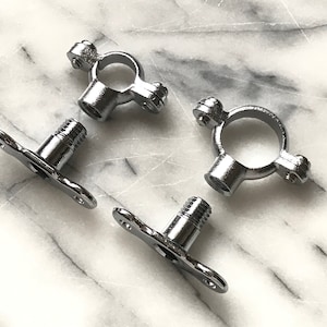 Solid brass chrome pipe mount fixing bracket | steam punk | industrial | copper 1/2&quot; 15mm 3/4&quot; 22mm