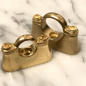 Solid brass pipe mount fixing bracket | steam punk | industrial | copper 1/2&quot; 15mm 3/4&quot; 22mm