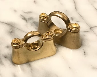 Solid brass pipe mount fixing bracket | steam punk | industrial | copper 1/2&quot; 15mm 3/4&quot; 22mm