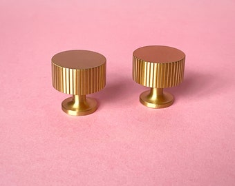 Solid Brass Grooved Cabinet Knob | Hardware