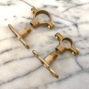 Solid brass pipe mount fixing bracket | steam punk | industrial | copper 1/2&quot; 15mm 3/4&quot; 22mm