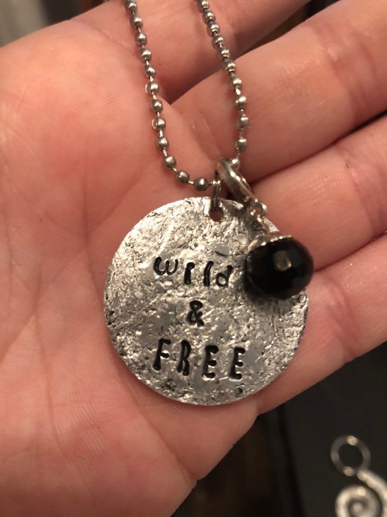 Hammered Aluminum Handstamped Necklaces Various Themes Etsy