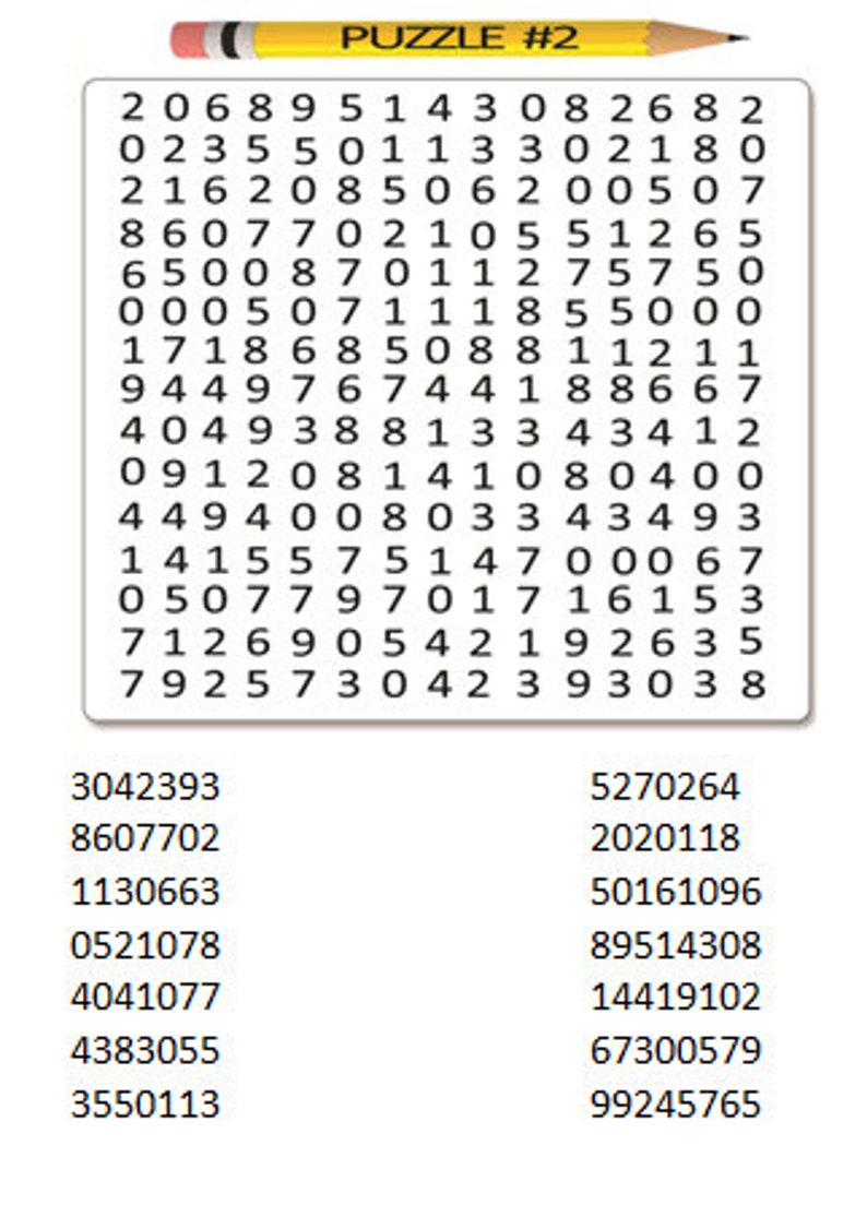 Number Search Puzzles - Etsy